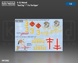 Kitsworld 1/32 Scale - N/A B-25J Mitchell 'Devil Dog/For The Gipper' - Full Colour Decal 